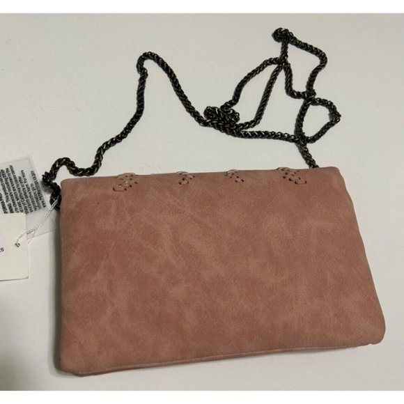 Women's Street Level Suede Blush Braided Chain Cross Body Bag 5x8 - Picture 6 of 12